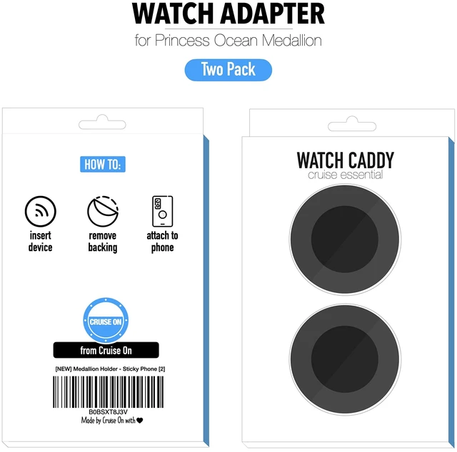 Alt view image 2 of 7 - Princess Ocean Medallion Watch Band Adapter (2 Pack), Silicone Secure & Comfortable Fit, Easy to Attach & Use, Adjustable Silicone Band, One-Size Fits Most Wrists, Essential