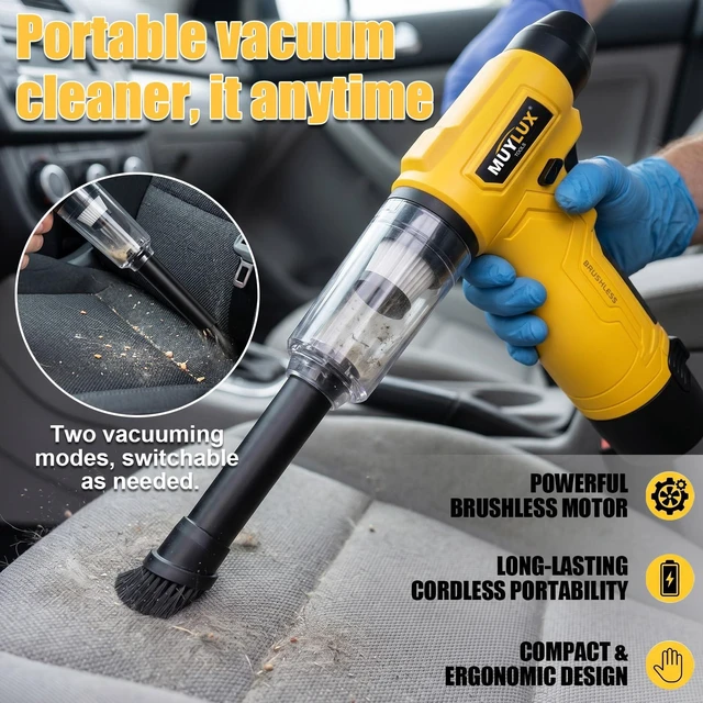 Alt view image 2 of 7 - Led Air Duster, Mini Compressed Air Duster, 135000RPM Power Electric Air Duster Hand Held, Electric Blowers with Led, Cordless Dust Blower for Computer, Keyboard, House, 2 Batteries