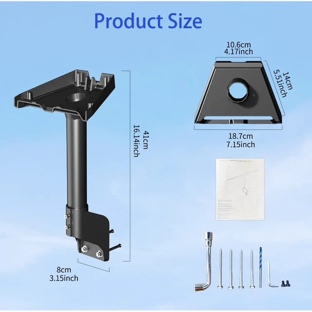 Alt view image 6 of 7 - Starlink Standard 4/4X/V3 Gen 3 Mount, 360° Adjustable Pivot Arm for Wall/Roof Mount Kit, Aluminum Short Bracket w/ Pipe Mount Socket, Rustproof Heavy Duty, Fits Wood/Concrete, Easy Install