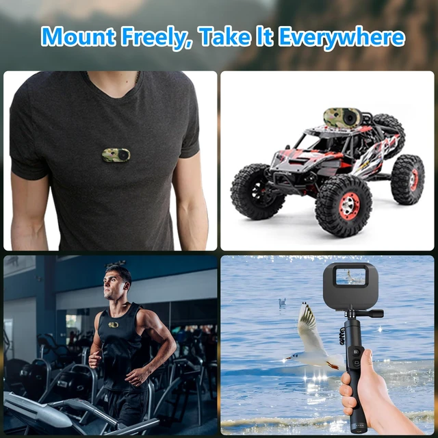 Alt view image 3 of 7 - 2.7K Mini Body Camera,Thumb Size Wearable Body Cam with Screen, Magnetic Portable Action Camera Mount with 32GB Card, Hands-Free POV Recorder, Portable Sports Cameras for Work, Cycling, Travel and Pet