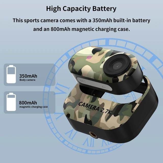 Alt view image 6 of 7 - 2.7K Mini Body Camera,Thumb Size Wearable Body Cam with Screen, Magnetic Portable Action Camera Mount with 32GB Card, Hands-Free POV Recorder, Portable Sports Cameras for Work, Cycling, Travel and Pet