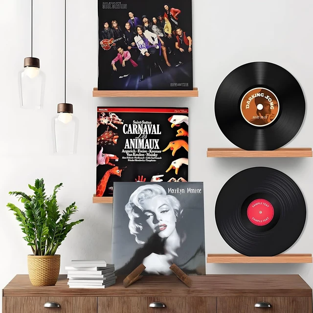 Alt view image 3 of 7 - Retro Record Stand Natural Wood, Retro Record Holder for Display, Vinyl Records Holder Wooden Record Stand, Country Rustic Plate Stand for Display (2 in Rustic Brown)