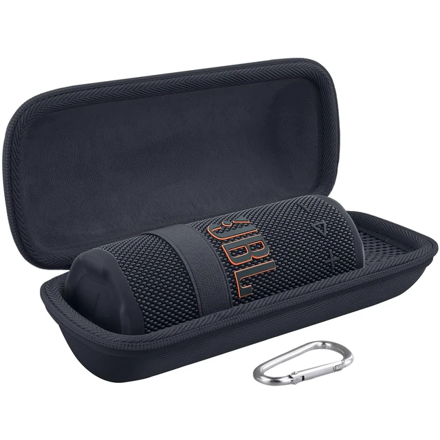 Alt view image 2 of 7 - Hard Travel Case for JBL Grip Compact Bluetooth Speaker, Black Portable Protective Storage, Built-In Carabiner, Comfortable Carrying, Smooth Zipper, Soft Inner Lining