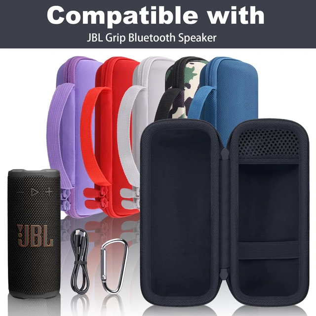 Alt view image 4 of 7 - Hard Travel Case for JBL Grip Compact Bluetooth Speaker, Black Portable Protective Storage, Built-In Carabiner, Comfortable Carrying, Smooth Zipper, Soft Inner Lining