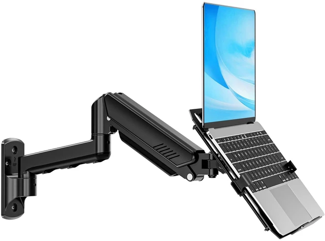 Main image of Laptop Wall Mount, Adjustable Laptop Mount for Max 17" Notebook or Max 32" Monitor, Wall Mount Laptop Holder Holds 4.4-22lbs, 2-in-1 Laptop Arm with Ventilated Tray