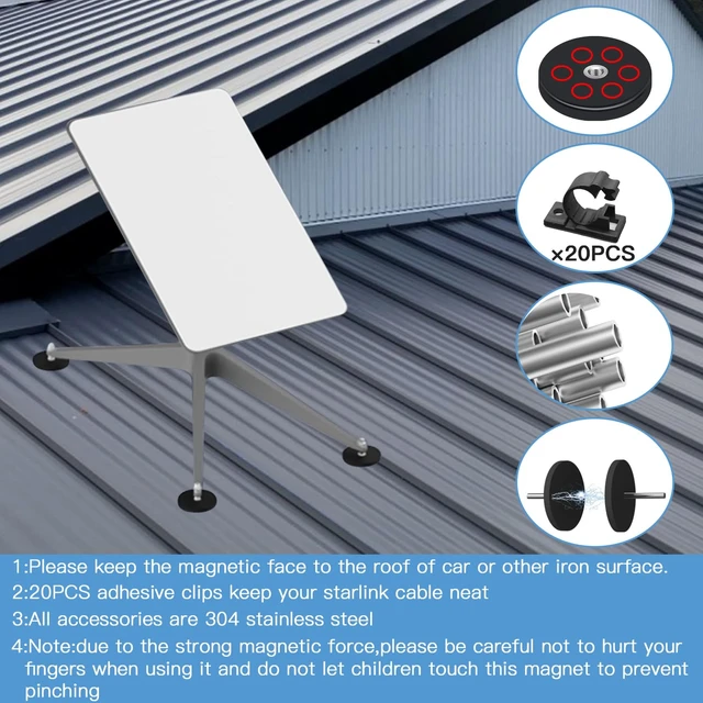 Alt view image 3 of 7 - 280lbs starlink magnetic roof mount,strong magnet starlink mounting kit for star link internet kit satellite starlink accessories for RV mount iron house roof each magnet with 70lbs pull force (4Pack)