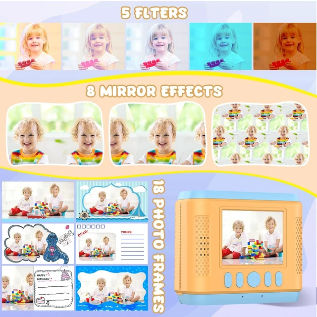 Alt view image 3 of 7 - Instant Print Camera for Kids,2.4 Inch Screen Kids Instant Cameras,Christmas Birthday Gifts for Girls Age 3-12, ortable Toddler Toy for 3 4 5 6 7 8 9 10 11Year Old Girls Boys Blue