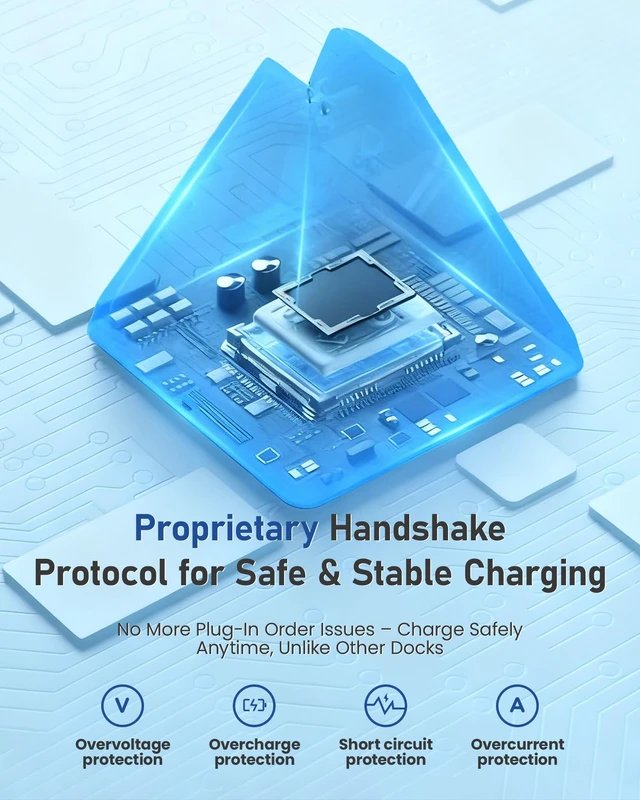 Alt view image 4 of 7 - Charging Dock Accessories for Ray-Ban & Oakley Meta Smart Glasses with LED Safety Chip & Handshake Protocol Weighted Non-Slip Base Fits Wayfarer, Headliner, Skyler & HSTN Complete Charger Set
