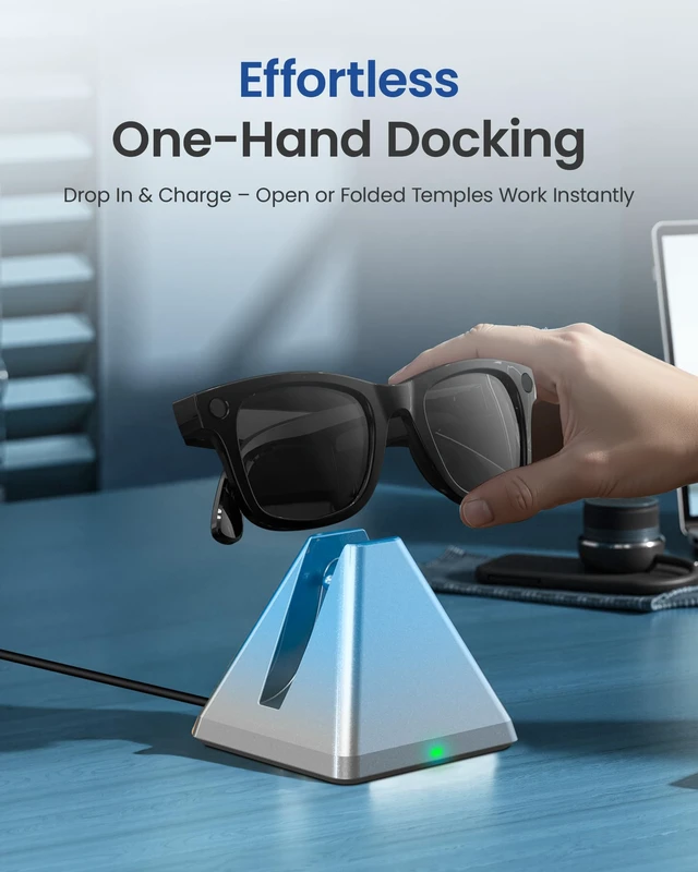 Alt view image 6 of 7 - Charging Dock Accessories for Ray-Ban & Oakley Meta Smart Glasses with LED Safety Chip & Handshake Protocol Weighted Non-Slip Base Fits Wayfarer, Headliner, Skyler & HSTN Complete Charger Set
