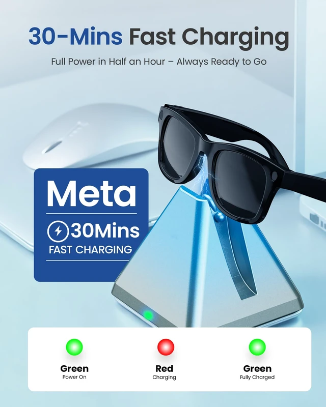 Alt view image 5 of 7 - Charging Dock Accessories for Ray-Ban & Oakley Meta Smart Glasses with LED Safety Chip & Handshake Protocol Weighted Non-Slip Base Fits Wayfarer, Headliner, Skyler & HSTN Complete Charger Set