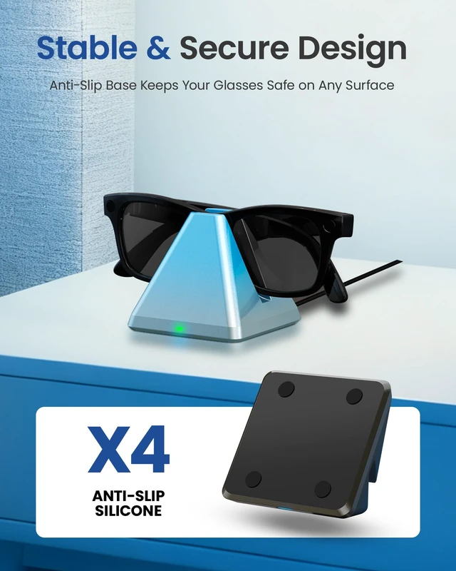 Alt view image 7 of 7 - Charging Dock Accessories for Ray-Ban & Oakley Meta Smart Glasses with LED Safety Chip & Handshake Protocol Weighted Non-Slip Base Fits Wayfarer, Headliner, Skyler & HSTN Complete Charger Set