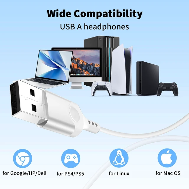 Alt view image 7 of 7 - USB Earbuds Wired with Microphone for PC,USB-A Headset for Computer Wired USB Headsphones with Mic/7.5ft long Cord,Magnetic Corded Headset for HP/Dell Laptop Home Office Zoom School,White