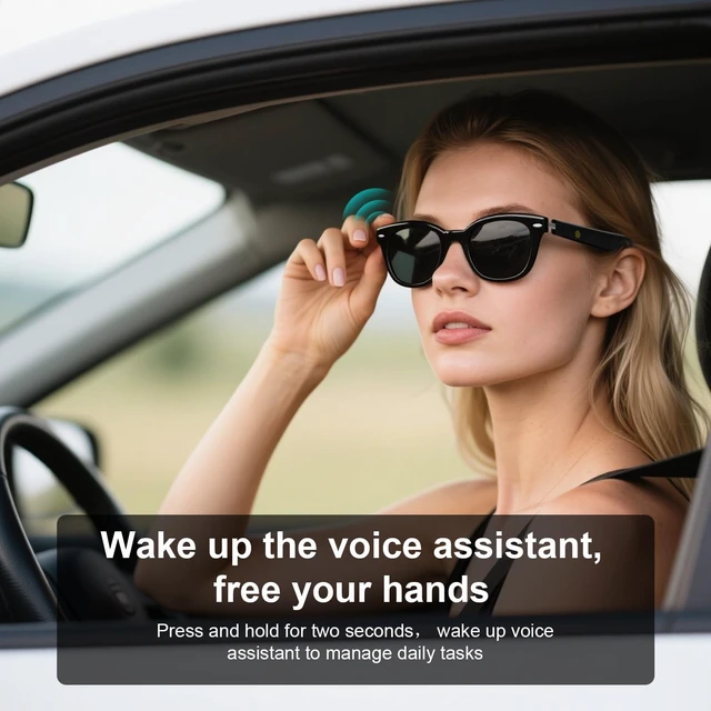 Alt view image 5 of 7 - Smart Sunglasses for Men and Women, Polarized Lenses, UV400 Protection, Open-Ear Audio & Mic, Intelligent Touch & Voice Assistant, Playtime 4-6 hours, Bluetooth Glasses for Driving, Traveling