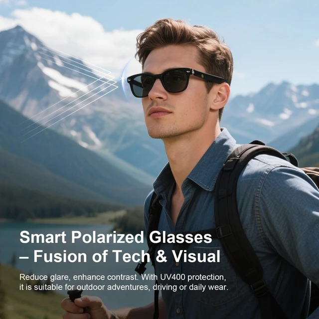 Alt view image 3 of 7 - Smart Sunglasses for Men and Women, Polarized Lenses, UV400 Protection, Open-Ear Audio & Mic, Intelligent Touch & Voice Assistant, Playtime 4-6 hours, Bluetooth Glasses for Driving, Traveling