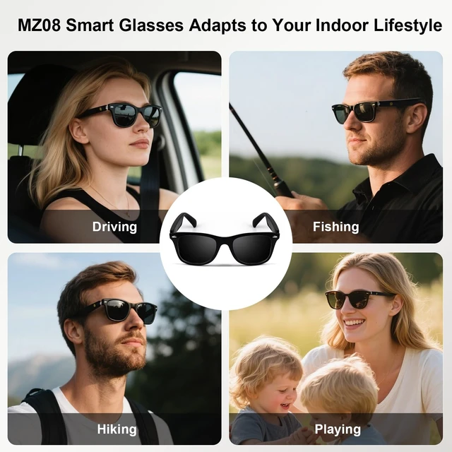 Alt view image 6 of 7 - Smart Sunglasses for Men and Women, Polarized Lenses, UV400 Protection, Open-Ear Audio & Mic, Intelligent Touch & Voice Assistant, Playtime 4-6 hours, Bluetooth Glasses for Driving, Traveling