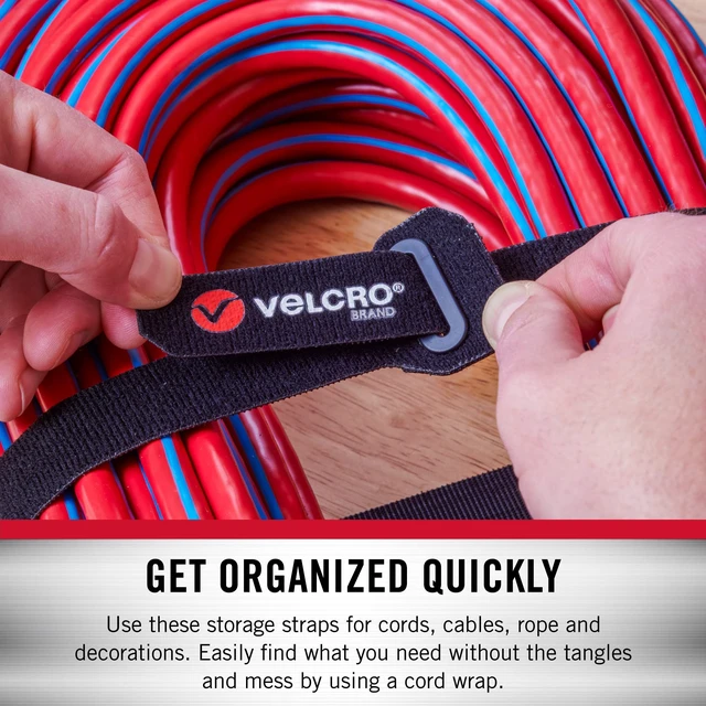 Alt view image 3 of 7 - Power Cord Wraps, Slotted Grommet, 24 Inch, 2 Pack Heavy Duty Straps For Extension Cords; Snag-Free Cinching For Garage, RV, Workshop Organization and Storage; Black and Gray