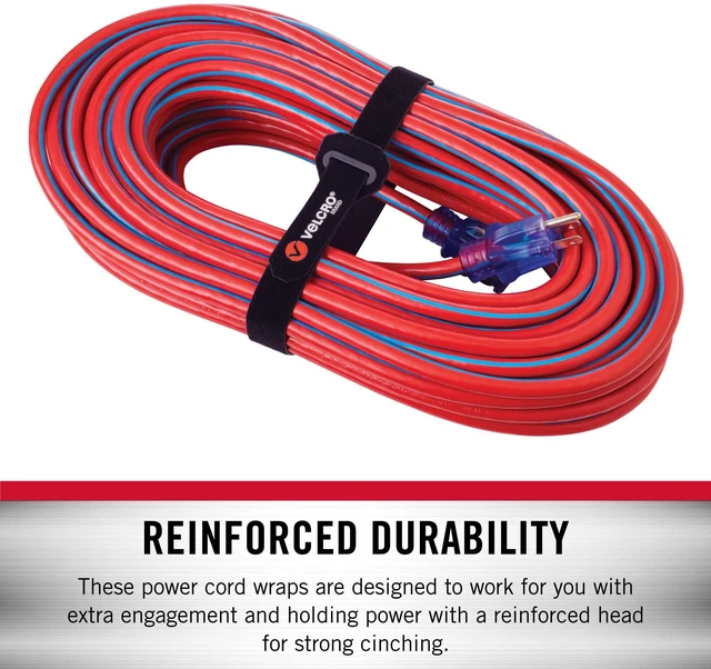 Alt view image 4 of 7 - Power Cord Wraps, Slotted Grommet, 24 Inch, 2 Pack Heavy Duty Straps For Extension Cords; Snag-Free Cinching For Garage, RV, Workshop Organization and Storage; Black and Gray