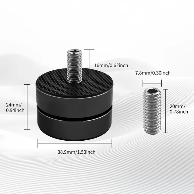 Alt view image 5 of 6 - HiFi Audio Isolation Feet for Turntable 4 Packs Black Dual-layer Aluminum Alloy with 3-Ball Bearings, Non-slip Rubber Rings, Pad and M8 Screws, 39mmx24mm, for Subwoofers, Speakers