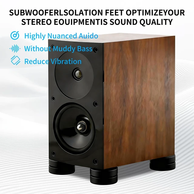 Alt view image 6 of 6 - HiFi Audio Isolation Feet for Turntable 4 Packs Black Dual-layer Aluminum Alloy with 3-Ball Bearings, Non-slip Rubber Rings, Pad and M8 Screws, 39mmx24mm, for Subwoofers, Speakers