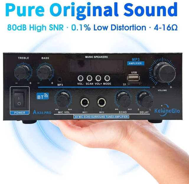 Alt view image 6 of 7 - KG AK55 PRO Home Audio Amplifier Receiver Dual-Channel (Max 500W / RMS 25W x 2) Stereo Amplifier, Bluetooth 5.0 Speaker Amp, Supports FM Radio/USB/SD Card Playback, Includes Remote Control