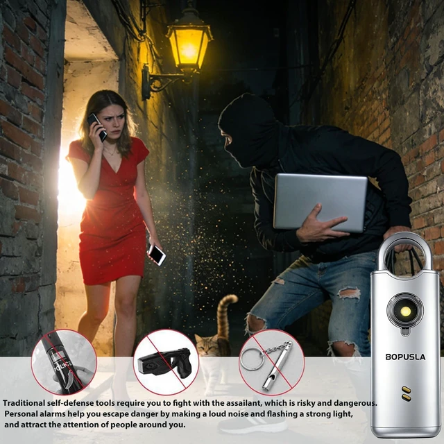 Alt view image 4 of 6 - 135dB Personal Safety Alarm for Women, SOS Strobe Alarm,Black Rechargeable alarm with Type-C port and emergency flashlight, ideal for outdoor activities and night travel