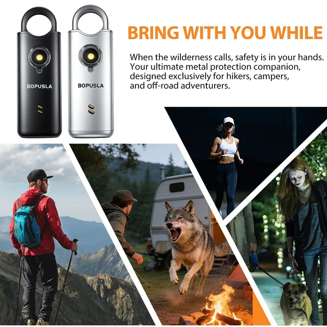 Alt view image 5 of 6 - 135dB Personal Safety Alarm for Women, SOS Strobe Alarm,Black Rechargeable alarm with Type-C port and emergency flashlight, ideal for outdoor activities and night travel