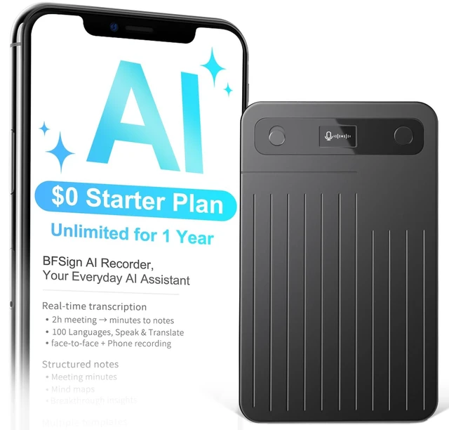 Main image of Note Pro AI Voice Recorder, 1-Year Unlimited Credits, 64GB, Transcribe & Translate 100+ Languages, AI Meeting Summary & Mind Maps, Magnetic Design, 400mAh Battery