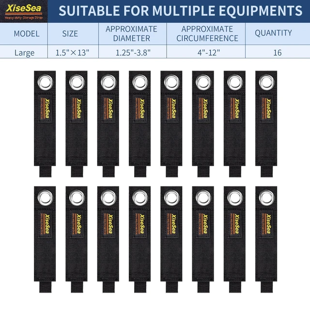 Alt view image 2 of 6 - Heavy Duty Storage Straps, Cord Wrap Keeper for Cords, Hoses, Rope, RV, Boat, Garage Organization (NO3-16pcs)