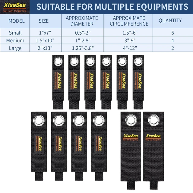 Alt view image 6 of 7 - 12-Pack Heavy Duty Storage Straps, Hook and Loop Storage Straps with Handle Adjustable Cord Organizer for Garage, RV, Boat, Cords, Hoses, Rope, and Camping (A-12)