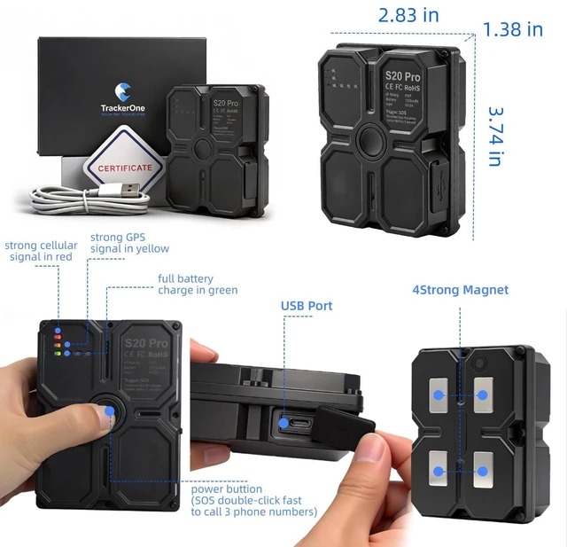 Alt view image 7 of 7 - Magnetic GPS Tracker for Vehicles, 4G & Waterproof, Subscription Required Real-Time Tracking, Extended Life Battery, Tracker Device for Vehicles, Trailers, Cars, Equipment, and Assets