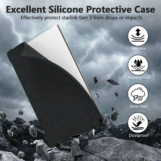 Alt view image 6 of 7 - Gen 3 Starlink Protective Cover Case, Compatible with Starlink Standard Gen 3 Dish, Outdoor Protection Cover for RV, Camping, Home Roof and Travel Setup, Black