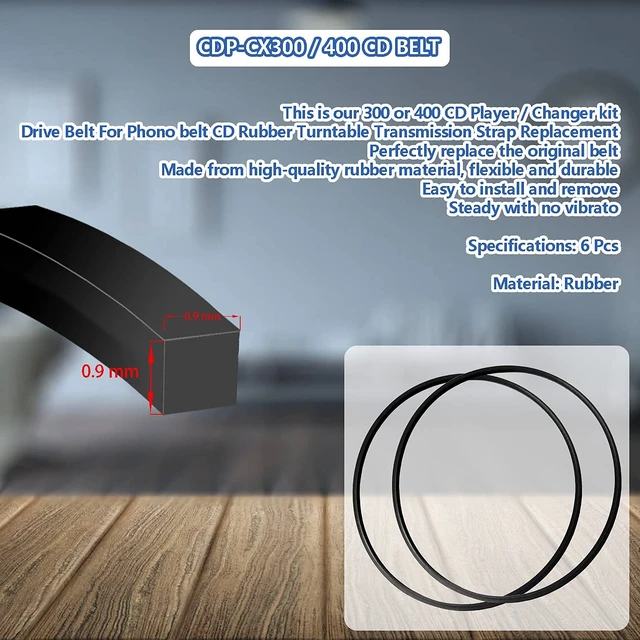 Alt view image 2 of 3 - 4 Drive Belts and 2 Door Belt CD Player Belts for Sony CD Player Model CDP-CX300 CDP-CX335 CDP-CX350 CDP-CX355 CDP-CX400 CDP-CX450 CDP-CX455 421606101