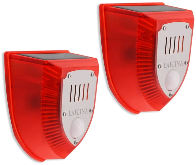 Main image of 2 Pack Solar Security Alarm Lights, 129dB Gunshot Sounds & Dog Barking Sound & Light Strobe Light Warning Lamp for Outdoor Farm Barn, Villa Yard