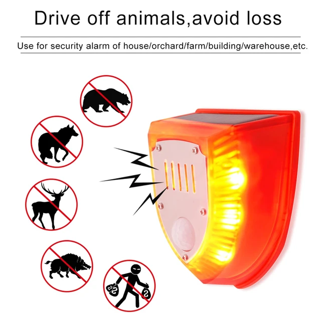 Alt view image 5 of 7 - 2 Pack Solar Security Alarm Lights, 129dB Gunshot Sounds & Dog Barking Sound & Light Strobe Light Warning Lamp for Outdoor Farm Barn, Villa Yard
