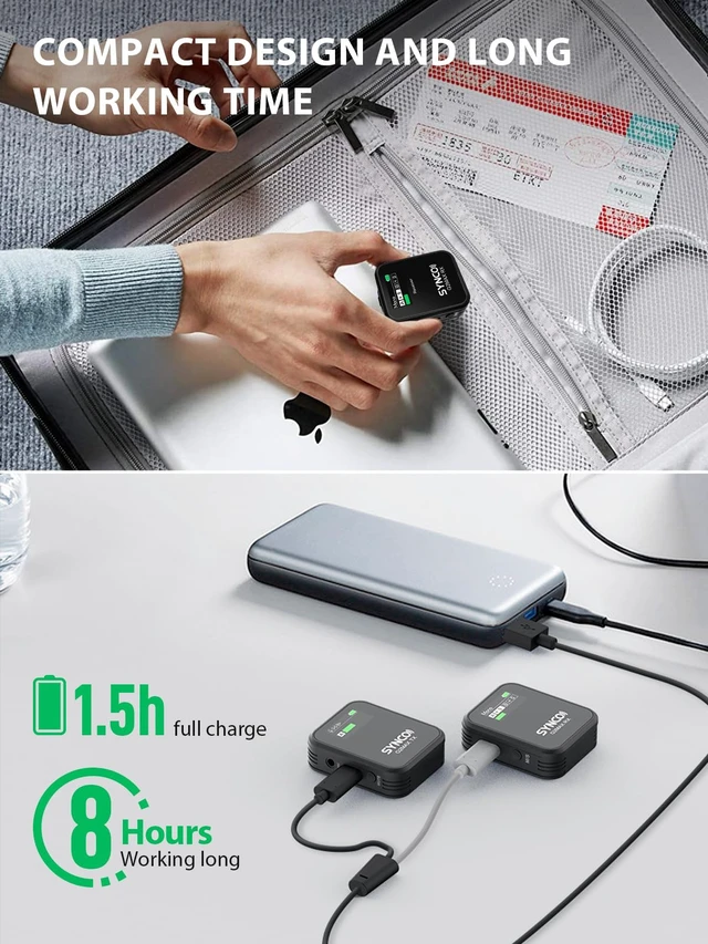 Alt view image 7 of 7 - G2A1 MAX Wireless Lavalier Microphone, 2TX+1RX, 8GB Recording 24H Audio Backup, 656ft/200m Transmission, TFT Displays, Noise Reduction, Gain Control, Real-Time Monitoring