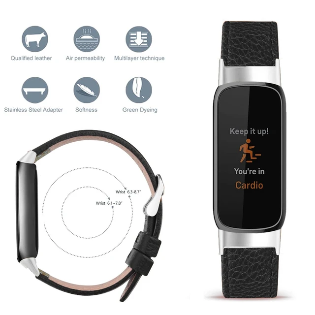 Alt view image 3 of 7 - Compatible for Fitbit Luxe Watch Band, Elegant Slim Leather Strap Wristband, Soft Bracelet Replacement for Fitbit Luxe Fitness, Screen Protector Compatible with Fitbit Luxe(Black)