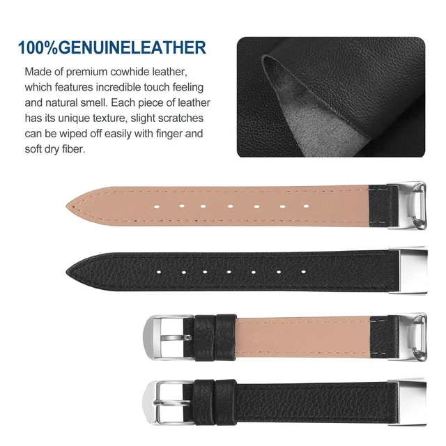 Alt view image 4 of 7 - Compatible for Fitbit Luxe Watch Band, Elegant Slim Leather Strap Wristband, Soft Bracelet Replacement for Fitbit Luxe Fitness, Screen Protector Compatible with Fitbit Luxe(Black)