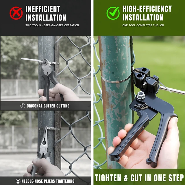 Alt view image 3 of 7 - 201-Piece Cable Tie Gun Kit,11.8 Inch 304 Stainless Steel Zip Ties Includes 200 Metal Zip Ties and Special Tool, for Chain Link Fence, Wire Mesh, Chicken Coop, Farm and Garden Applications