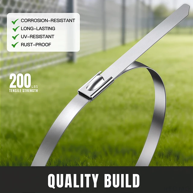 Alt view image 6 of 7 - 201-Piece Cable Tie Gun Kit,11.8 Inch 304 Stainless Steel Zip Ties Includes 200 Metal Zip Ties and Special Tool, for Chain Link Fence, Wire Mesh, Chicken Coop, Farm and Garden Applications