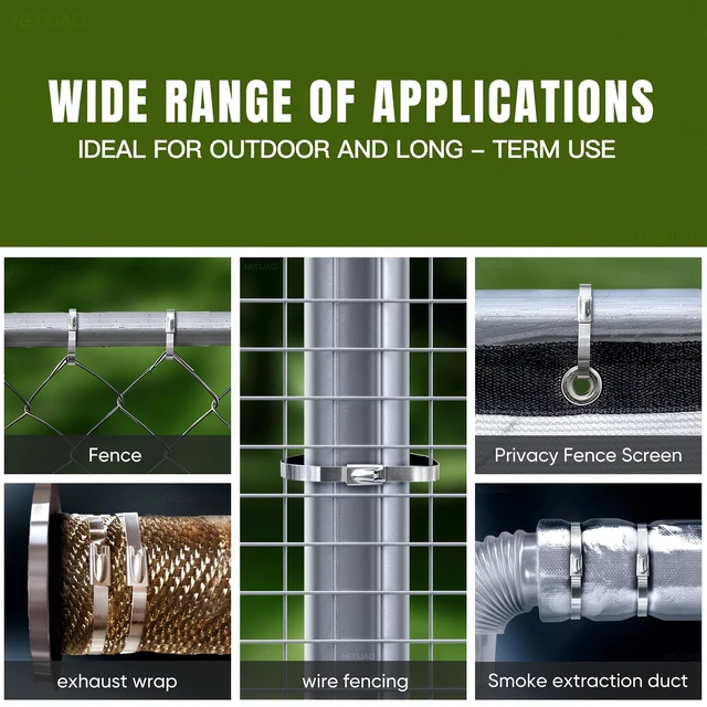 Alt view image 7 of 7 - 201-Piece Cable Tie Gun Kit,11.8 Inch 304 Stainless Steel Zip Ties Includes 200 Metal Zip Ties and Special Tool, for Chain Link Fence, Wire Mesh, Chicken Coop, Farm and Garden Applications