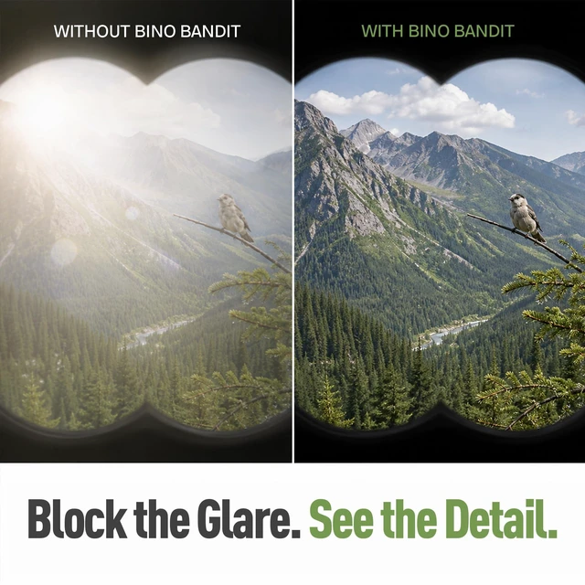 Alt view image 6 of 7 - Bino Bandit - Blocks Glare, Improves Visual Acuity and Reduces Eye Fatigue. FITS All Binoculars. (Stealth Bronze)