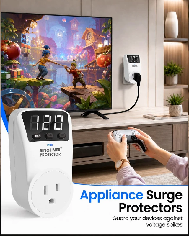 Alt view image 5 of 7 - Adjustable Refrigerator Voltage Protector, LED Display Overvoltage and Undervoltage Protection 120VAC, 15A Single Outlet Digital Surge Socket Protector for Home Appliance with Delay Circuit