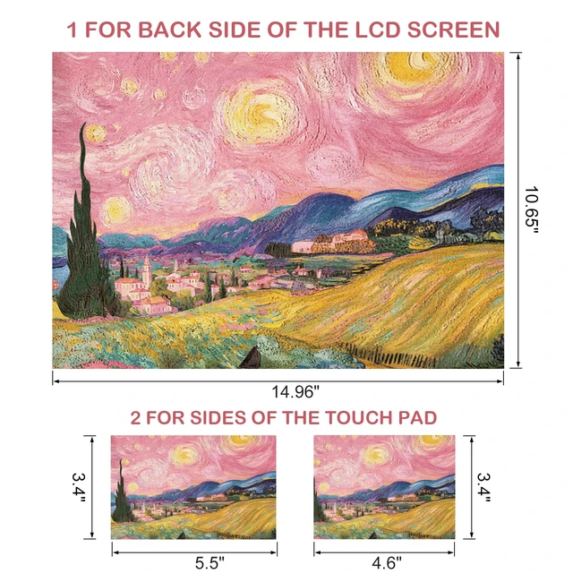 Alt view image 6 of 7 - 15.6 inches Laptop Skin Sticker Netbook Universal Reusable Protector Cover Decal Fits 13 13.3 14 15 15.4 15.6 inch Laptop Protector Notebook, Pink Starry Sky Field