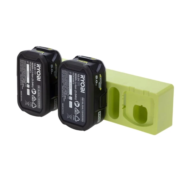 Alt view image 4 of 7 - 3-Battery Holder Compatible with Ryobi ONE+ 18V Batteries, Green Organize up to 3 compatible Ryobi ONE+ 18V batteries with secure locking, flexible mounting and durable ABS construction