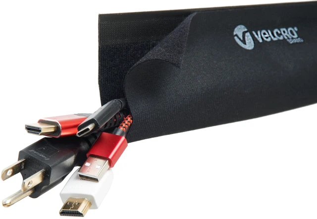 Main image of Mountable Cable Sleeve, Black, 3 Ft Cable Raceway Customizable Cable Raceway Cuts To Length For Wire Management; Removable Adhesive Cord Hider Mounts On Walls And Desks