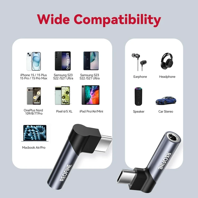 Alt view image 6 of 7 - Right Angle USB C to 3.5mm Audio Adapter 2PACK, Type USB C to Headphone Jack Dongle Aux Adapter Compatible with Smartphones,Laptops,Tablets,Headphones,Speakers