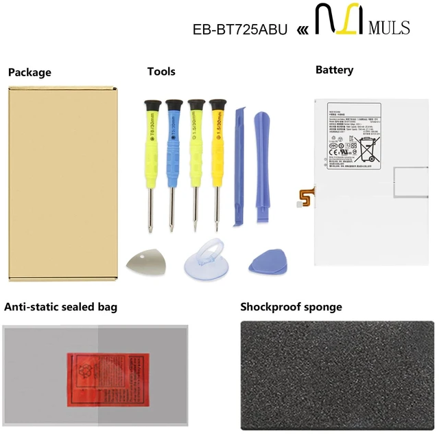 Alt view image 6 of 7 - EB-BT725ABU Battery for Samsung Galaxy Tab S6 10.5" SM-T860 T865 Galaxy Tab S5e 10.5" SM-T720 T725 Tablet Installation Tools 3.85V 7040mAh 27.11Wh Perfect Compatibility
