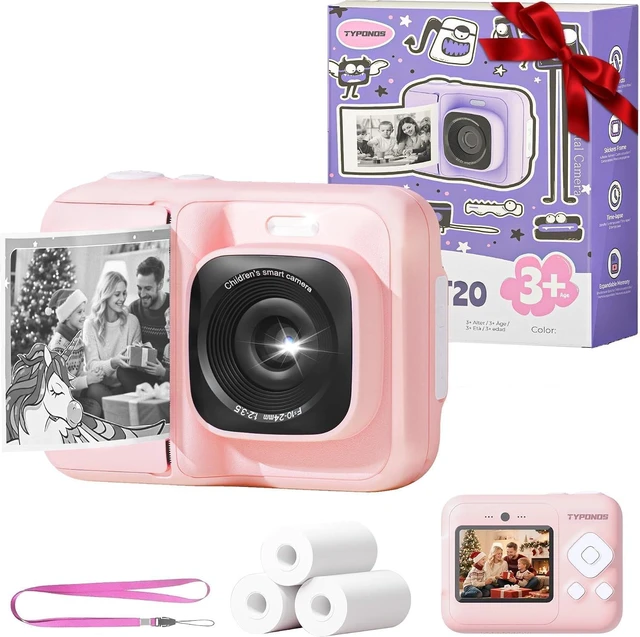 Main image of Instant Print Kids Camera, 1080P HD Video Digital Camera, Pink Kids Camera with 3 rolls of Print Paper & 32G Card, Toddler Camera for 4-12 Years Old, ideal Christmas Birthday Gifts