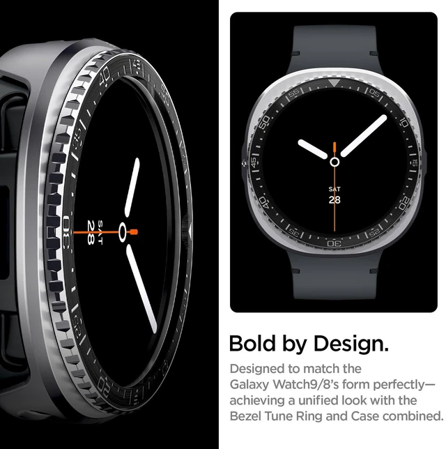 Alt view image 3 of 6 - Bezel Tune Pro for Samsung Galaxy Watch 9/8 44mm Case (2026/2025) Bezel Ring Protector Cover (Diver) - Black