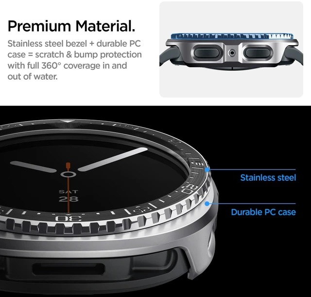 Alt view image 4 of 6 - Bezel Tune Pro for Samsung Galaxy Watch 9/8 44mm Case (2026/2025) Bezel Ring Protector Cover (Diver) - Black